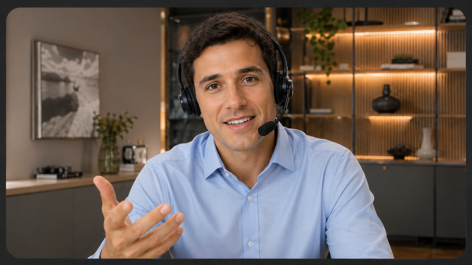 Corretor apresentando o imóvel por videochamada